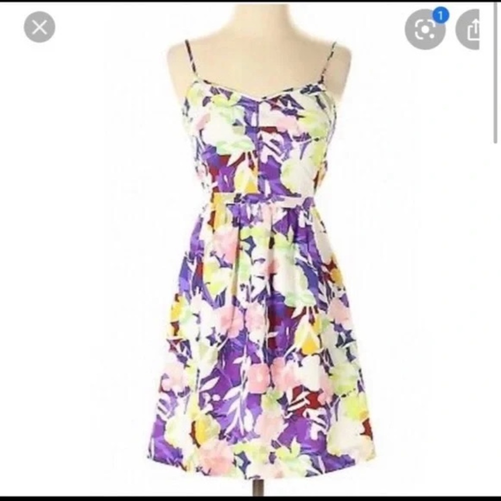 J. Crew Floral Dress in Purple and Yellow